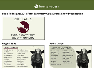 Slide Redesigns - Farm Sanctuary Award Show Gala 2018 animal art animals branded collateral branding non profit powerpoint powerpoint design powerpoint presentation presentation presentation design slideshow type design typography