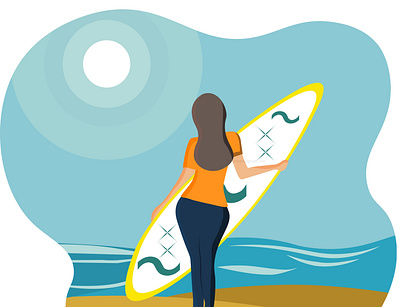 Surfing girl design illustration surfing