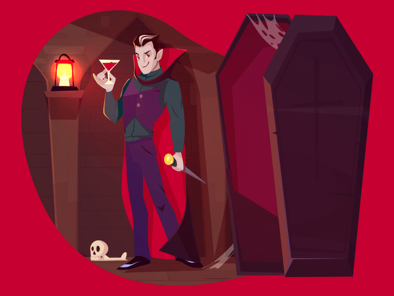 Dracula room after effect animated gif animation dracula horror illustration illustrator movie