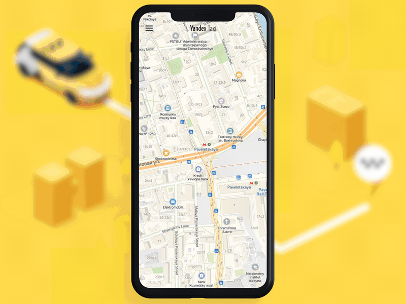 Yandex Taxi app UI concept animation