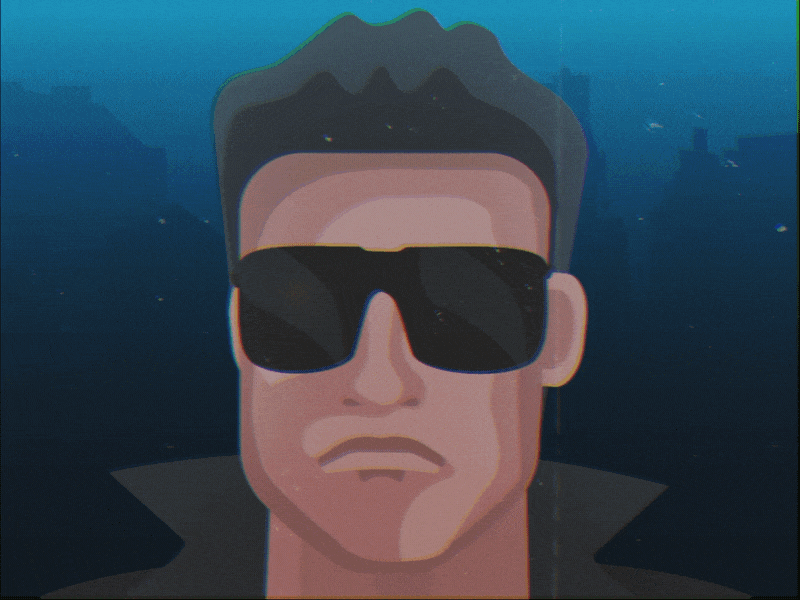 Terminator (I'll be back) after effects animated gif animation arnie arnold arnold schwarzenegger face rigging fake 3d handmade ill be back illustration illustrator mouth rigging oldschool rigging terminator