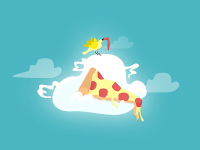 Pie in the Sky bird cloud pizza stickermule vinny