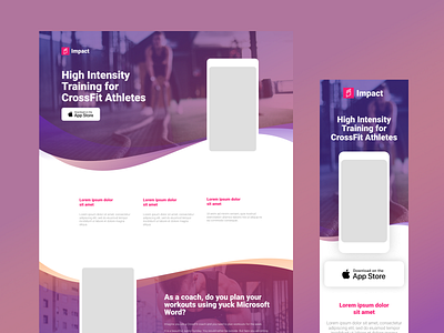 Fitnes app landing page