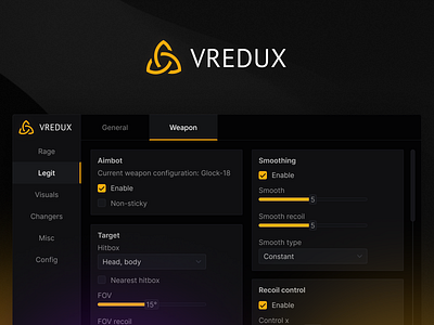 VRedux - UI/UX Design branding csgo design figma icon illustration logo menu typography ui ux vredux web