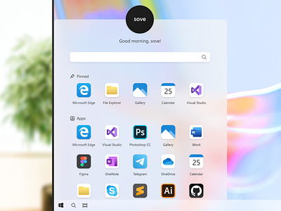 Windows 10 Start Menu Redesign design figma fluent fluent design icon office ui ux windows windows 10