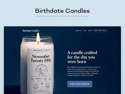 Birthdate Candles branding ecommerce ui