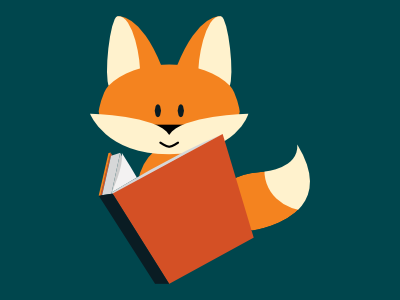 Cute little fox reading