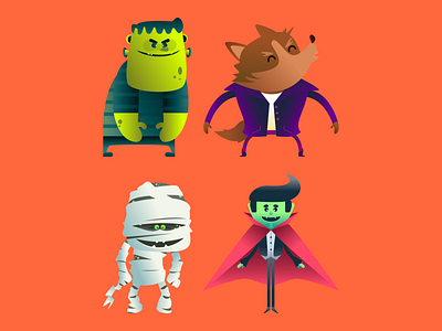 Friends ready for a terrific halloween affinity affinitydesigner character character design characterdesign classic monsters design digital illustration frankenstein halloween illustration mummy pencildog vampire vector werewolf