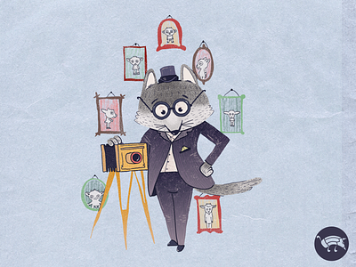 The Photographer Wolf and The Seven Little Goats affinity affinitydesigner camera character character design digital illustration fairy tales goat illustration pencildog pictures portrait storybook vintage wolf