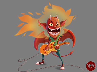 Musician on Fire. affinity affinityphoto cartoon character design devil digital illustration guitar illustration pencildog rock