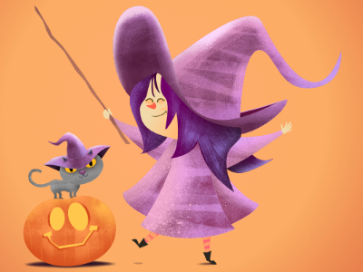 Little witch with her cat affinity affinitydesigner affinityphoto character character design design digital illustration fantasy illustration pencildog