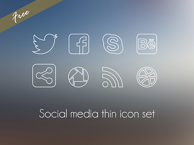 Social Media thin icon set
