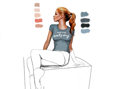 Work in progress blonde girl illustration paint profile progress work