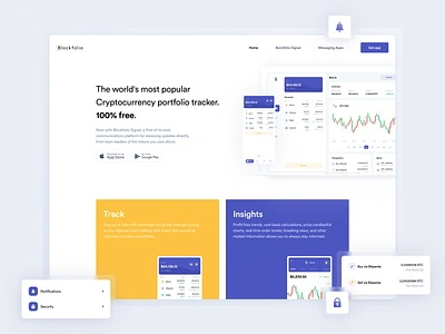 Blockfolio Landing Page bitcoin blockchain blockfolio crypto cryptocurrency dashboad dashboard ethereum ethworks exchange finance finances portfolio wallet wallets