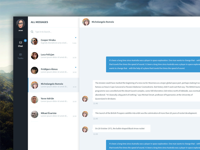 Chat Dashboard by Pawel Kwasnik on Dribbble