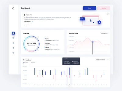 Trezor Dashboard bitcoin blockchain coin crypto cryptocurrency dashboard data ethereum ethworks exchange finance portfolio token trezor wallet