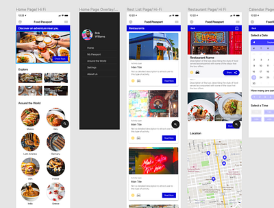 Food Passport Mobile Layouts app branding design ui ux