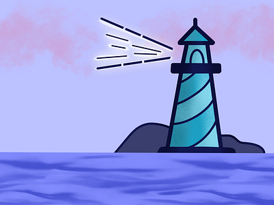 Lighthouse blue design illustration light lighthouse minimal ocean procreate purple sea