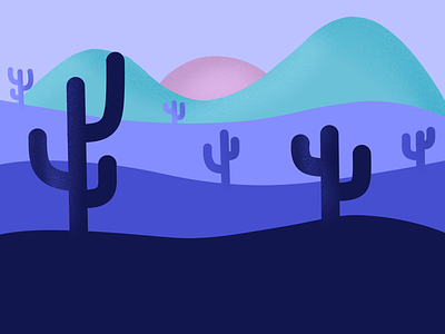 Purple desert cactus dark desert design dessert illustration minimal night procreate purple shadow