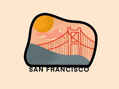 San Francisco america branding bridge city design golden bridge illustration logo minimal orange procreate red san francisco shadow sun