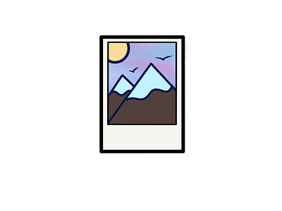 Polaroid 1 birds illustration minimal mountain polaroid procreate sun