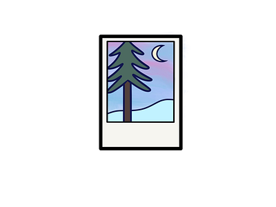 Polaroid 2 basic illustration minimal moon polaroid procreate purple tree