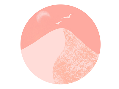 Pink desert art birds circle desert logo minimal pink procreate soft