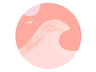 Pink wave art birds logo minimal ocean pink procreate sea soft sun wave