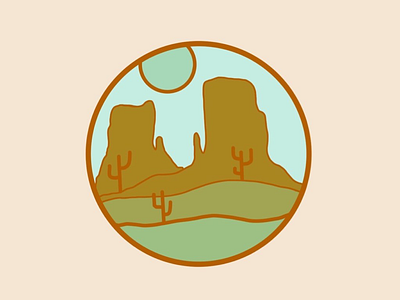 Circle view arizona art cactus desert dessert minimal procreate sun view