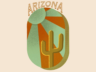 Arizona arizona art brown cactus design green illustration logo minimal old procreate sun