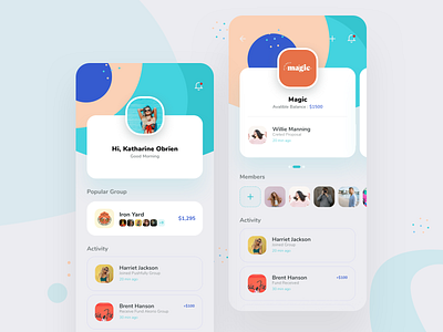 Group view & User View Screens activity dashboard funding group view illustration membership mobile mobile app mobile app design product design uidesign user profile