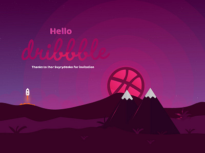 Hello Dribbble dribbble first hello mountain night snpac welcome