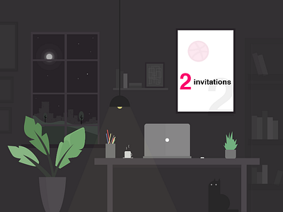 New Year Gift - 2x Dribble invitations dribbble illustrator invitations invite invites member office scored vector workplace