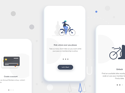 Onboarding Screens bicycle illustration onboarding sign tour ui