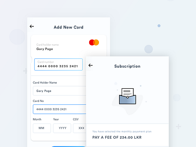 Subscription add card design mobile payment subscription ui ux