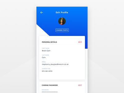 Profile Edit blue edit profile mobile app modern ui profile user ux