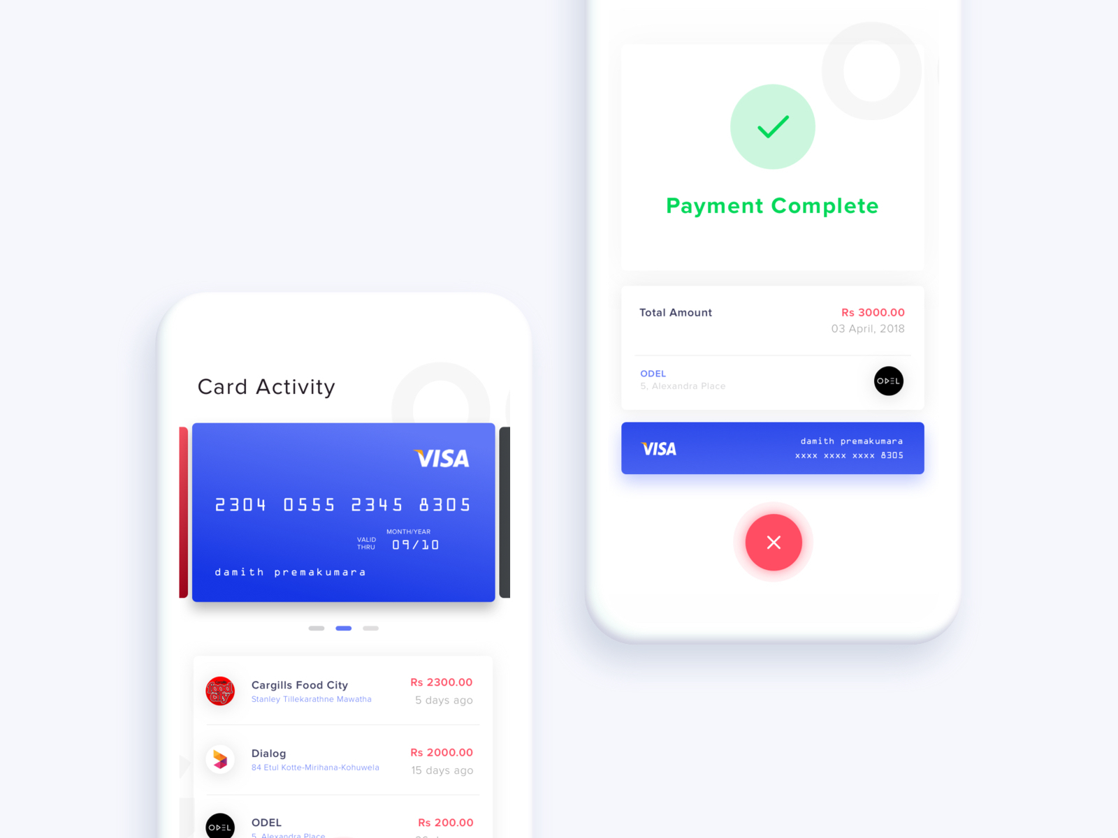 Card Activity & Payment Complete by Damith Premakumara on Dribbble