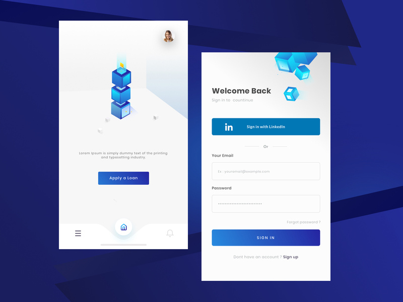 Apply loan and login screen by damith premakumara on Dribbble