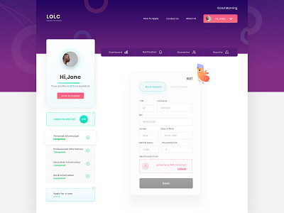 User Profile Console design illustration payment profile view ui user interface design user profile user profile dashboard ux vector web design web application