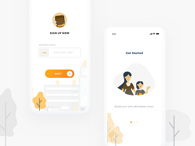 Sign Up Process illustration art mobile app mobile app design orange sign up process user interface design