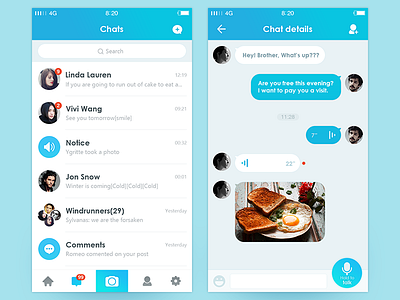 SthUI#02 blue chat icon message social ui voice