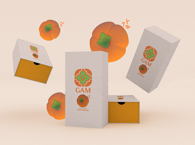 GAM - The Flavours of Autumn 3d art branding graphic design korean culture logo design maya packaging design renderman 감 한국
