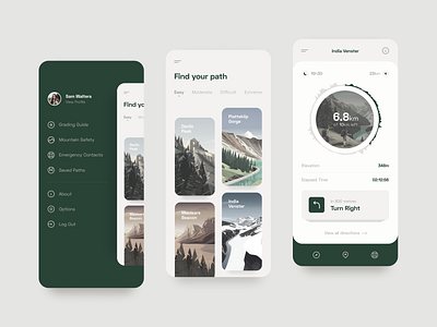 Hiking App Concept app design explore hiking illustration mobile mountains ui