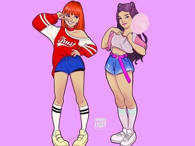 BlackPink Rose and Lisa illustration kpop