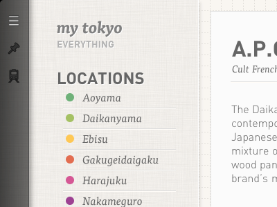My Tokyo Detail View ios design ipad app ui design user interface