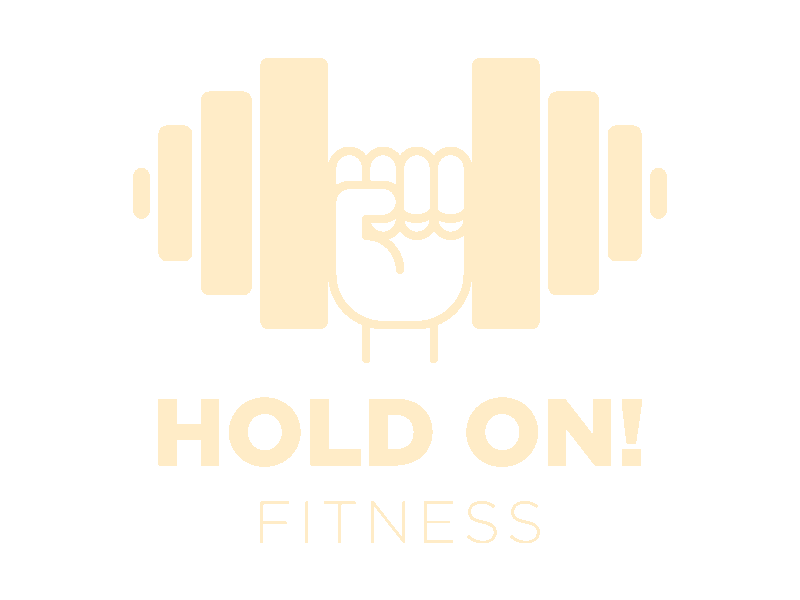 hold on! fitness construction construction dumbbell fingers fitness hand health hold on logo sport strong