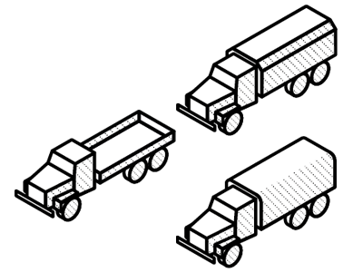 Trucks ! black and white drawing icon isometric minimalist truck vehicle