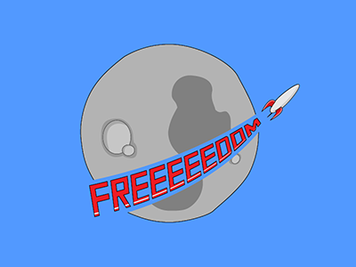Freeeedom logo moon rocket space
