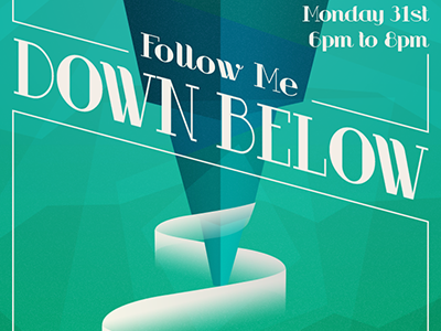 Follow me Down Below cave party poster stalactite