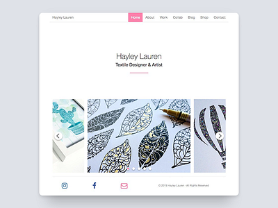 Hayley Lauren art black flat minimal portfolio textile ui ux web website white